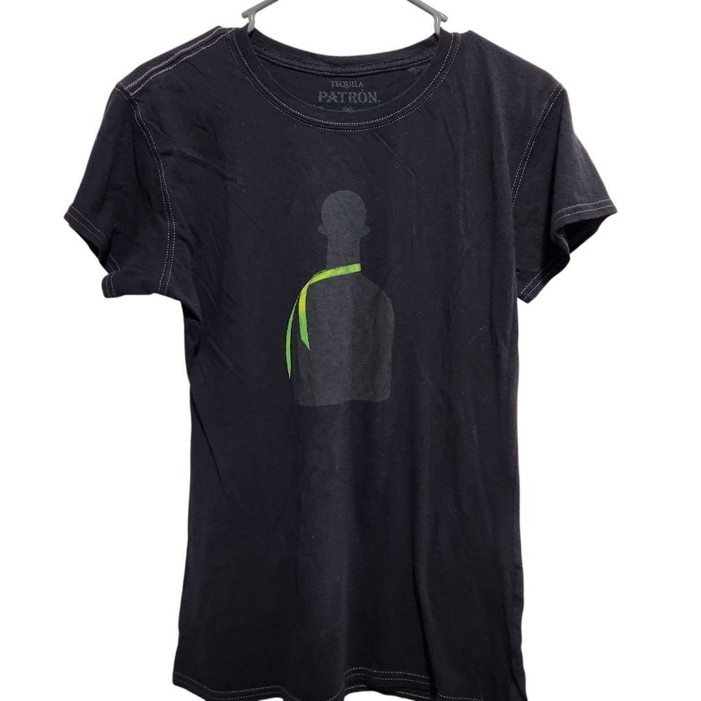 Patron Tequila Graphic T Shirt Black Medium Logo Bottle Short Sleeve‎ Tee
